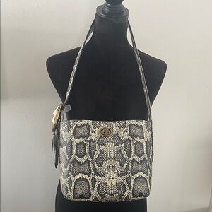 Kurt Geiger Cream and Black Snake Print Shoulder Bag